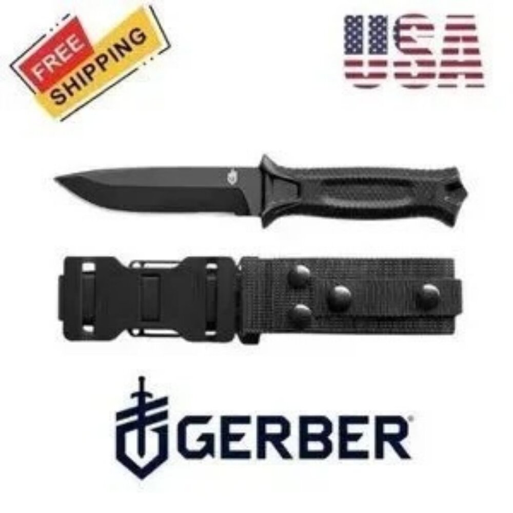 Gerber Gear StrongArm - Fixed Blade, Full Tang Knife - Black, Plain Edge